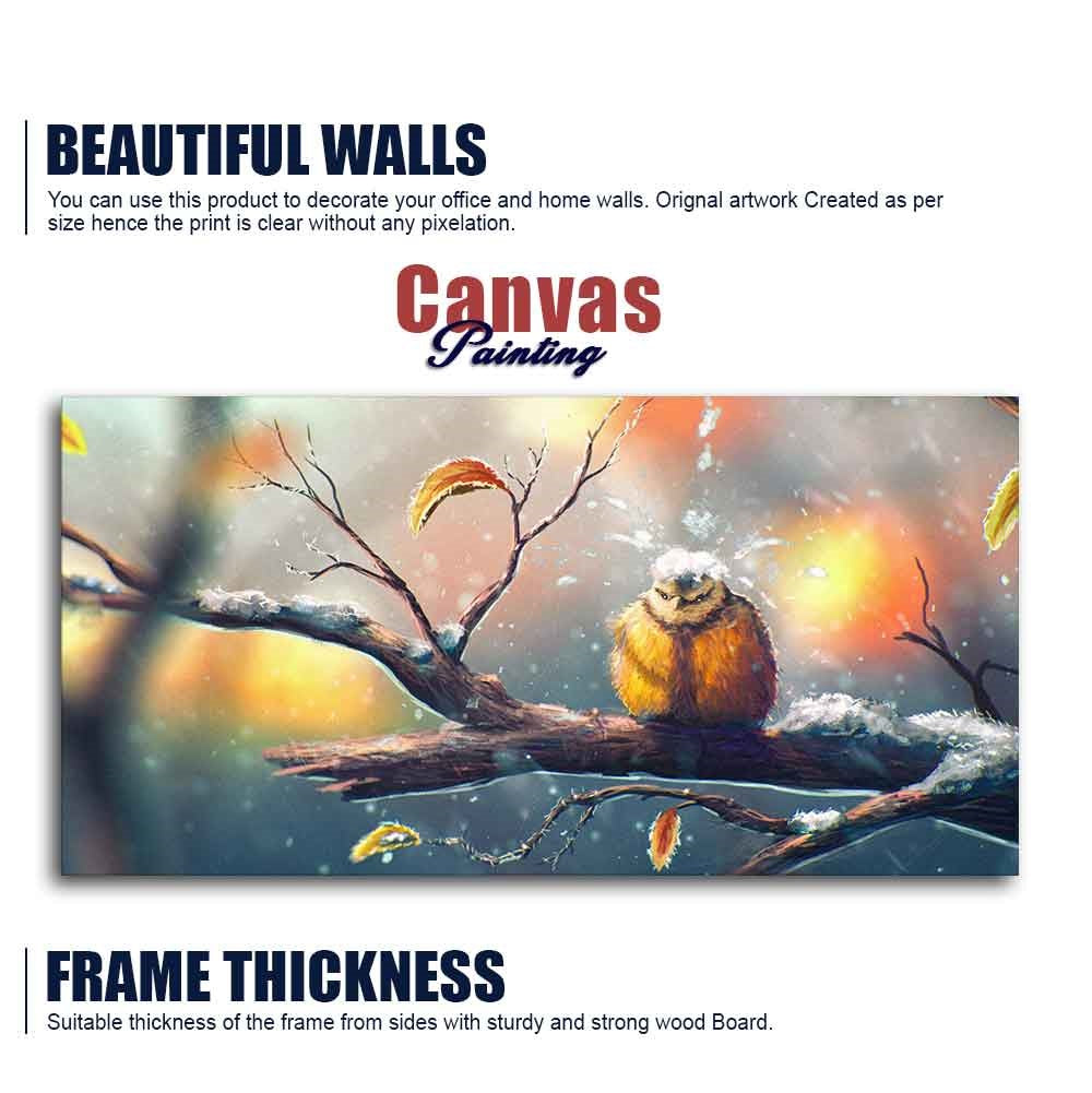 Canvas Wall Painting of Bird in Winters