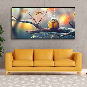 Canvas Wall Painting of Bird in Winters