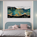 Canvas Wall Painting of Golden Trees With Birds And Deer