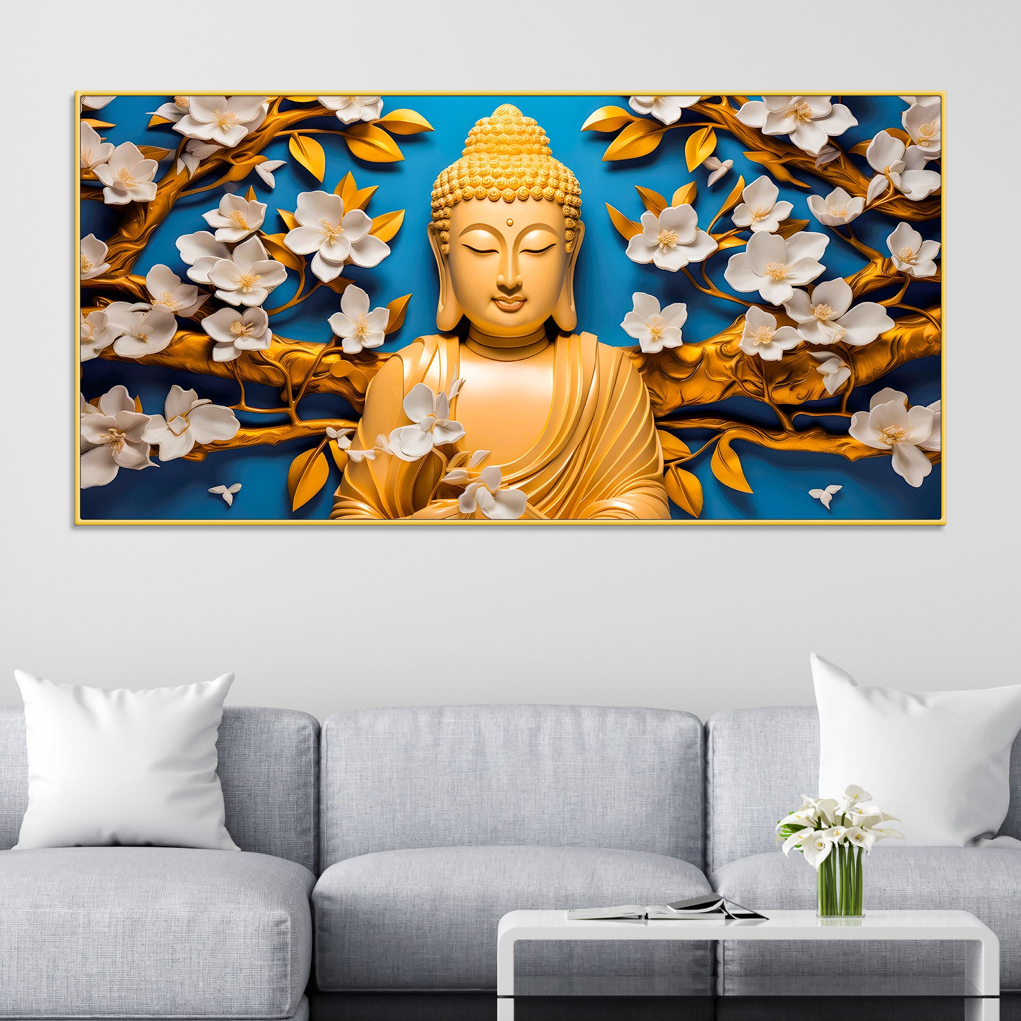 Canvas Wall Painting of Lord Buddha for Modern Decor