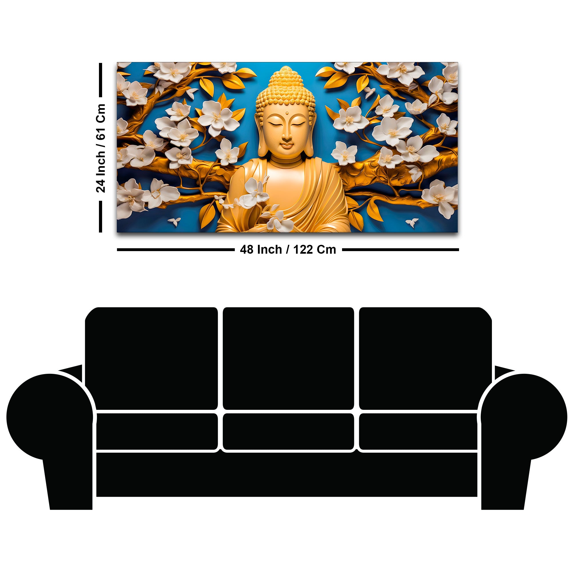 Canvas Wall Painting of Lord Buddha for Modern Decor