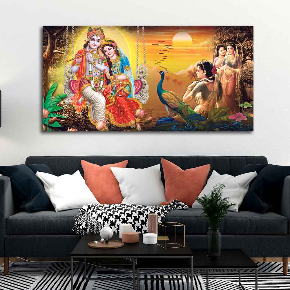 Canvas Wall Painting of Radhe Shyam in Forest