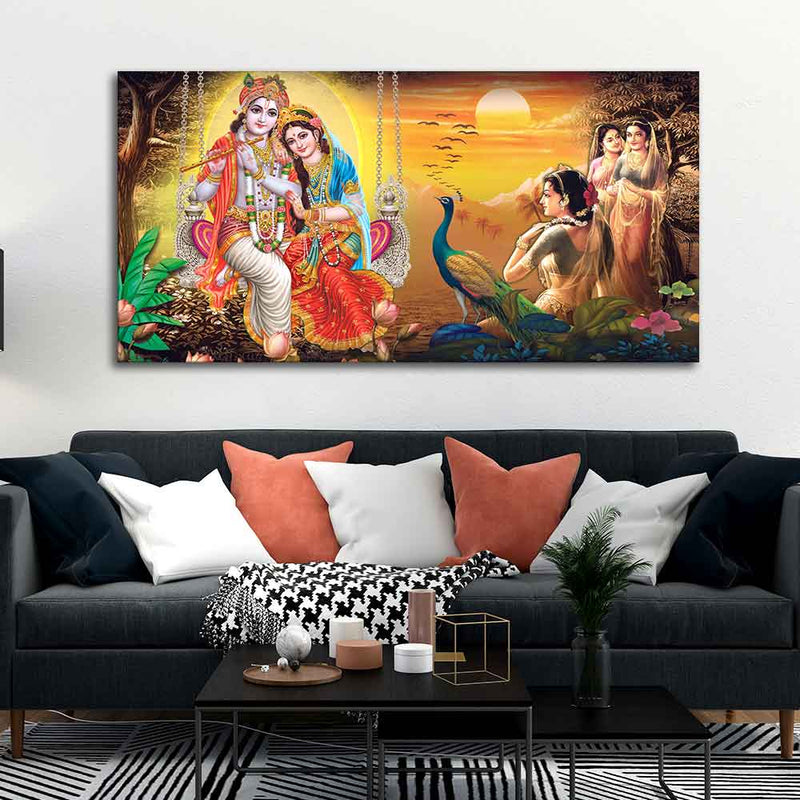 Canvas Wall Painting of Radhe Shyam in Forest