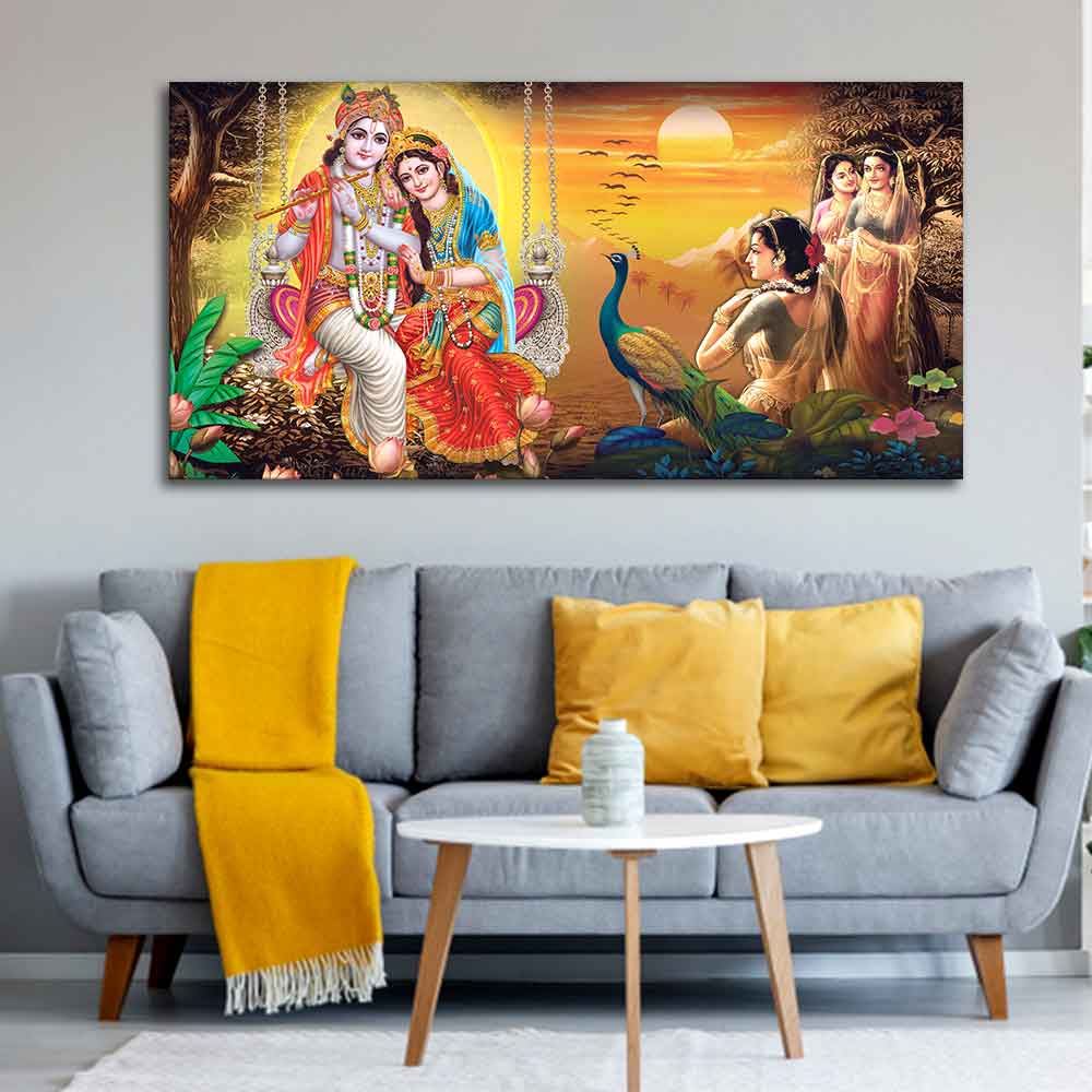 Canvas Wall Painting of Radhe Shyam in Forest