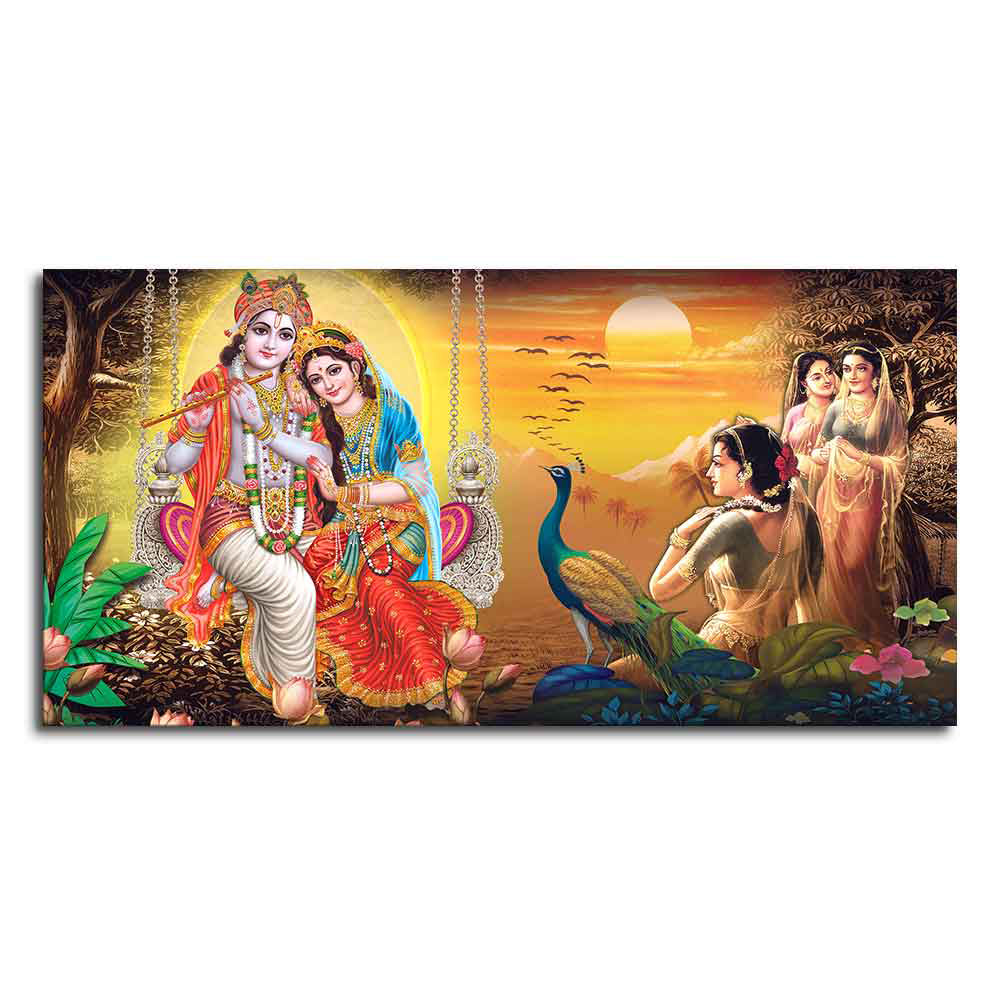 Canvas Wall Painting of Radhe Shyam in Forest