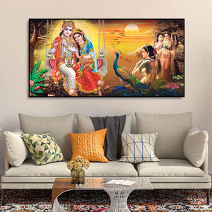 Canvas Wall Painting of Radhe Shyam in Forest