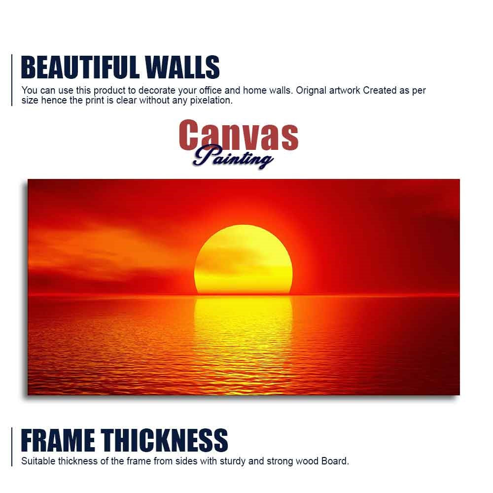 Canvas Wall Painting of Scarlet Sunset Over Ocean