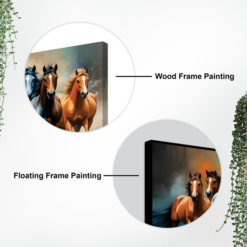 Canvas Wall Painting of Seven Running Horses