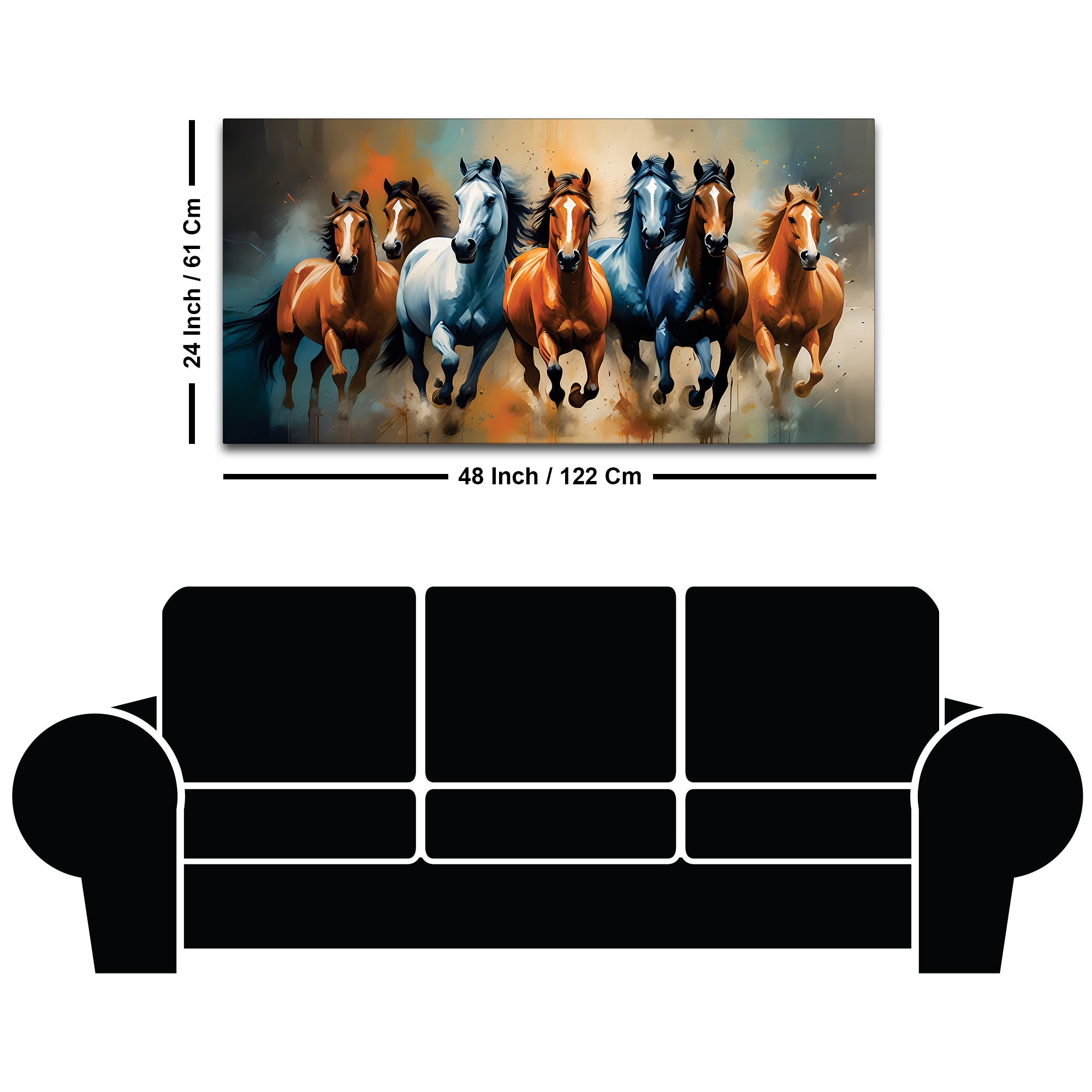 Canvas Wall Painting of Seven Running Horses