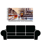 Canvas Wall Painting of Street view of London with Snowfall Background