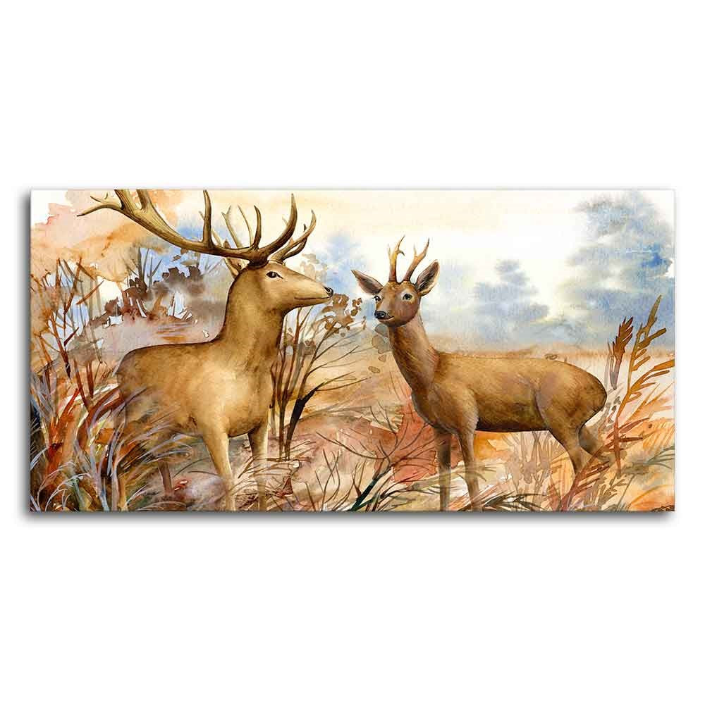 Canvas Wall Painting Pair of Deer in the Forest