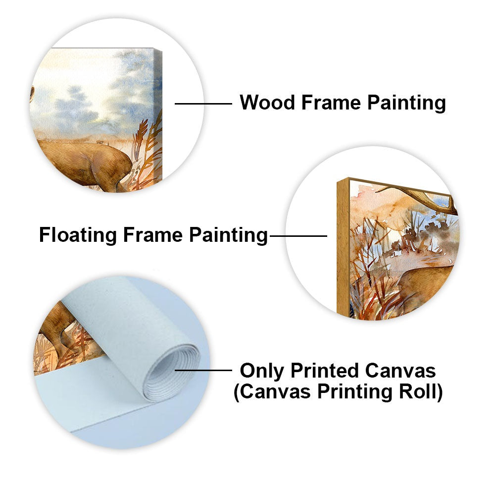 Canvas Wall Painting Pair of Deer in the Forest