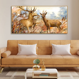 Canvas Wall Painting Pair of Deer in the Forest