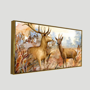 Canvas Wall Painting Pair of Deer in the Forest