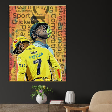 Captain Of 7 Seas Dhoni Cotton Canvas Wall Painting