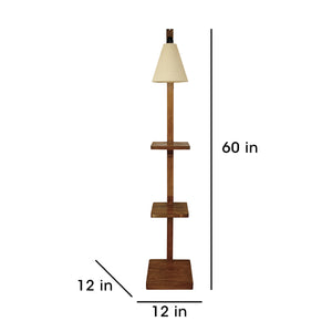 Castle 3 Tier Floor Lamp with Brown Base and Jute Fabric Lampshade