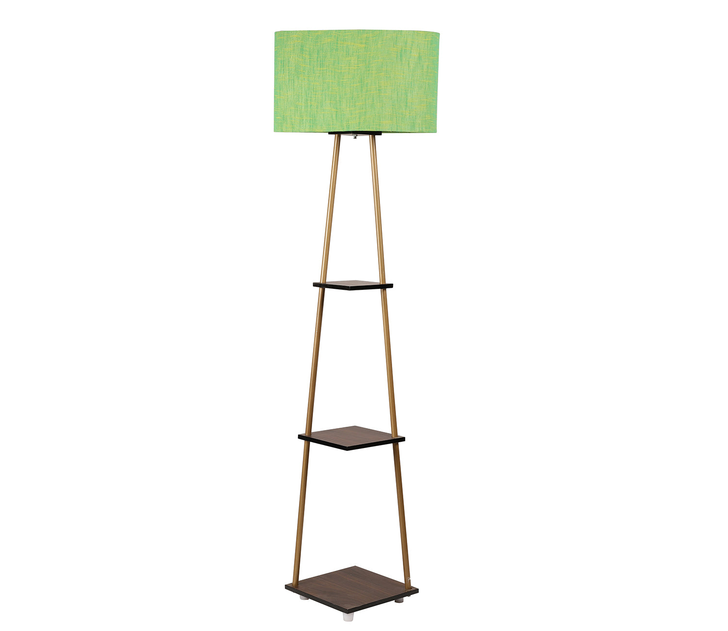 Castle 3 Tier Green Color Shelf Storage Floor Lamp with Golden Metal Legs