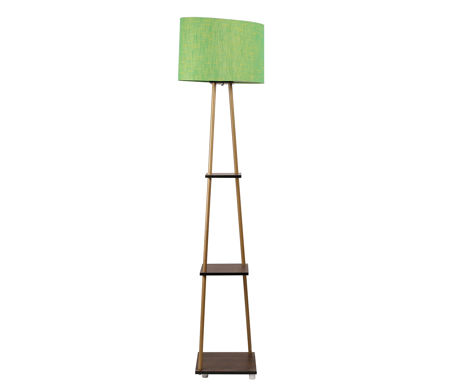 Castle 3 Tier Green Color Shelf Storage Floor Lamp with Golden Metal Legs