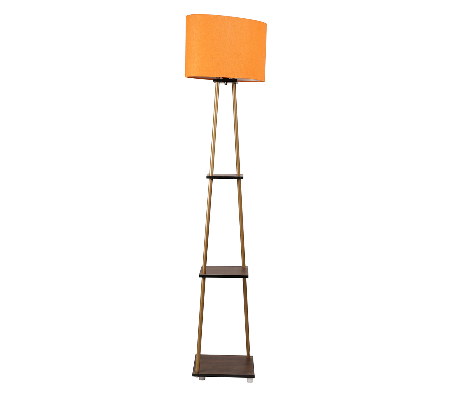 Castle 3 Tier Orange Color Shelf Storage Floor Lamp with Golden Metal Legs
