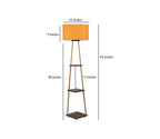 Castle 3 Tier Orange Color Shelf Storage Floor Lamp with Golden Metal Legs