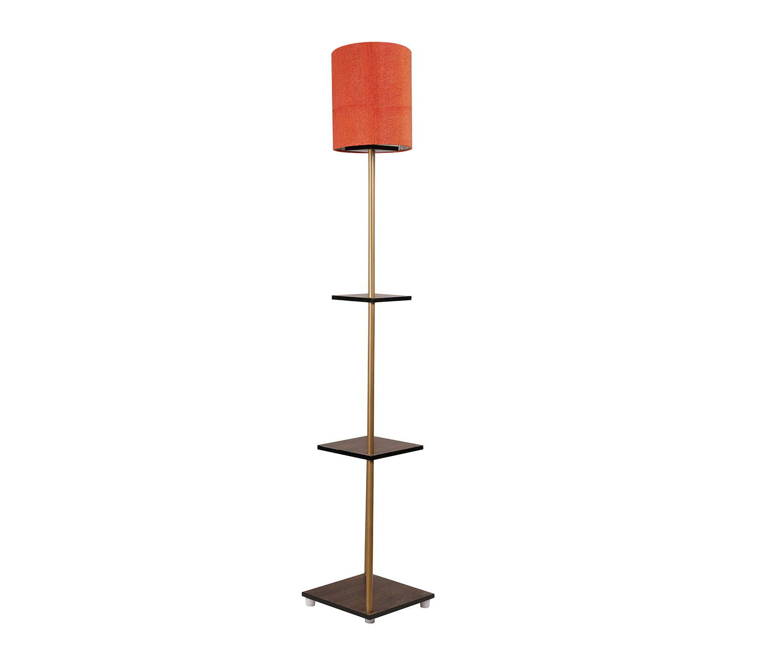 Castle 3 Tier Red Color Shelf Storage Floor Lamp with Golden Metal Legs