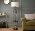 Castle 3 Tier White Color Shelf Storage Floor Lamp with Golden Metal Legs