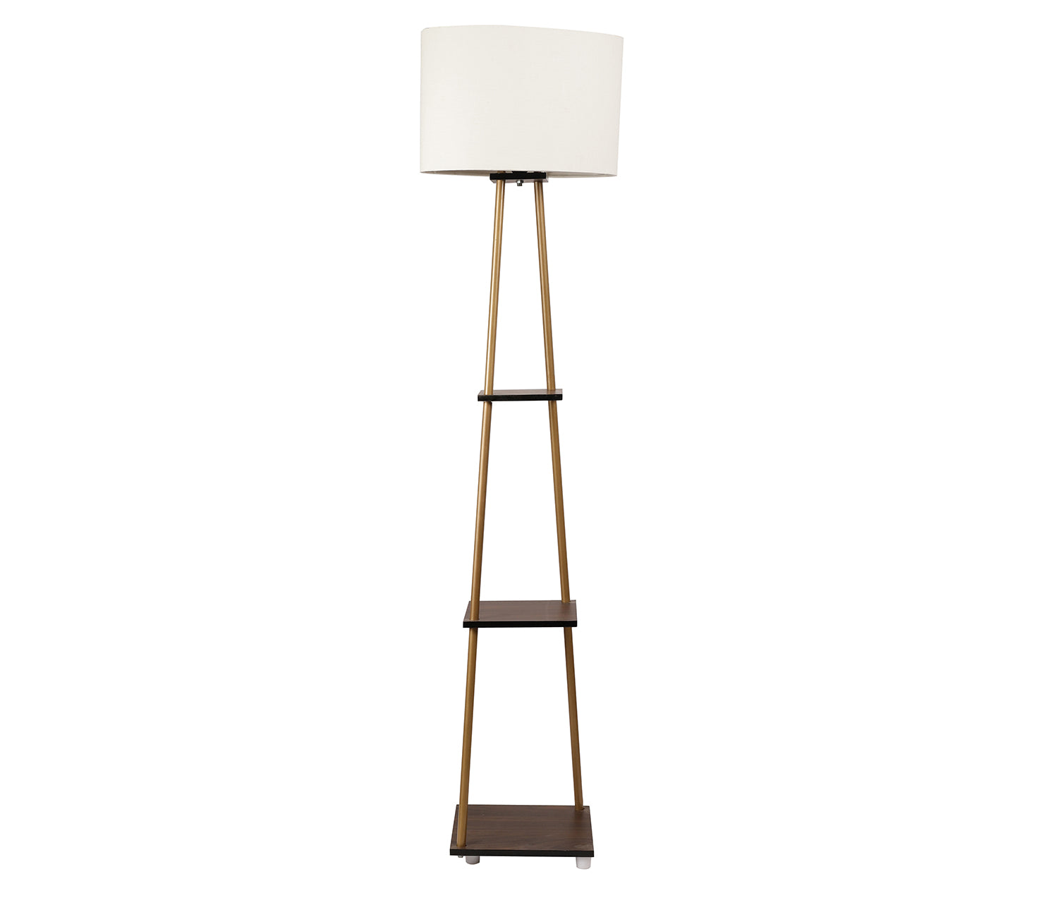 Castle 3 Tier White Color Shelf Storage Floor Lamp with Golden Metal Legs
