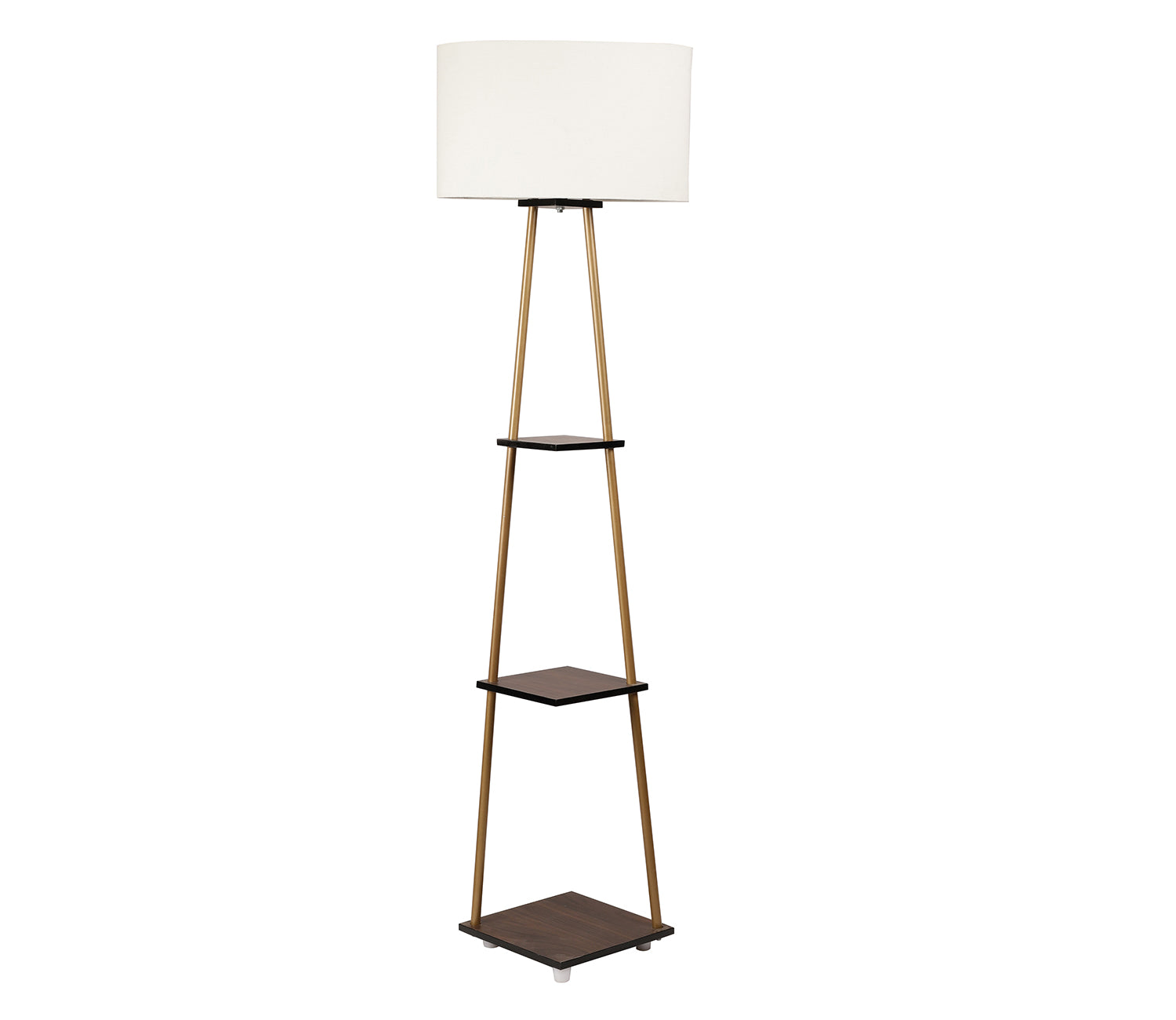 Castle 3 Tier White Color Shelf Storage Floor Lamp with Golden Metal Legs