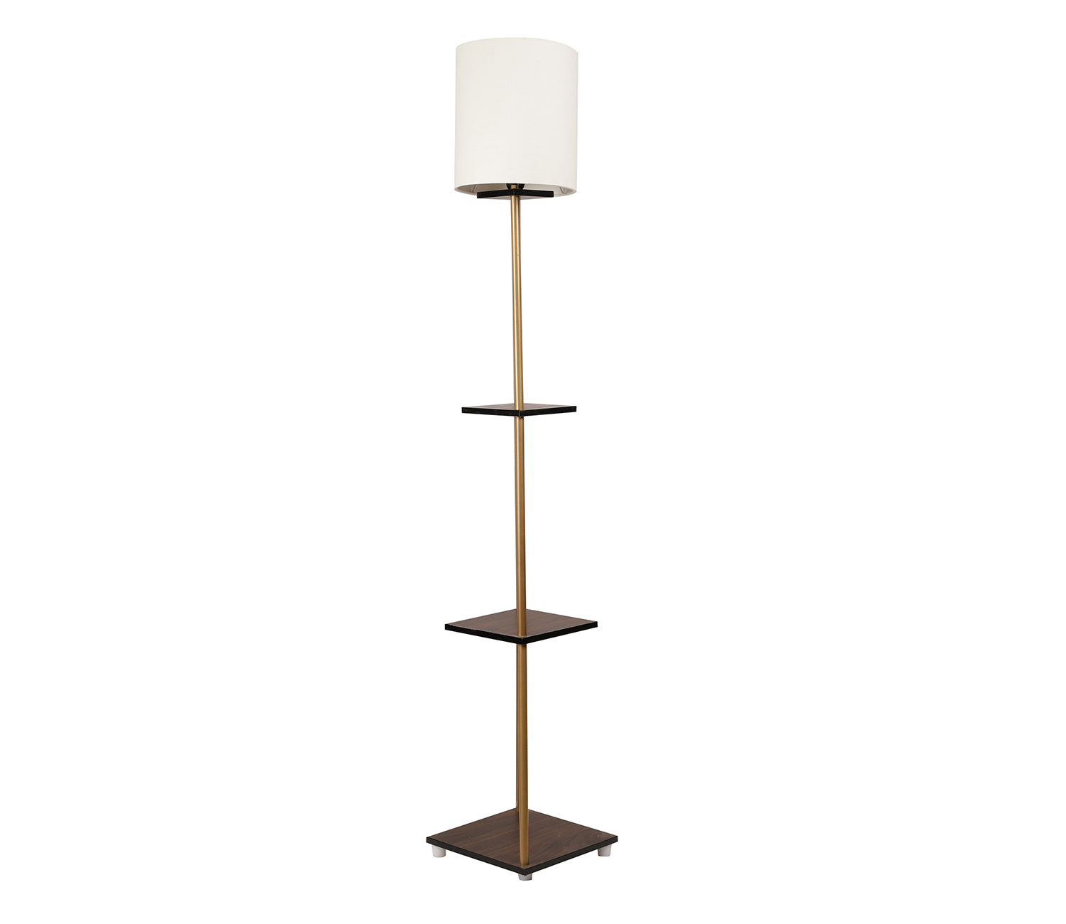 Castle 3 Tier White Color Shelf Storage Floor Lamp with Golden Metal Legs