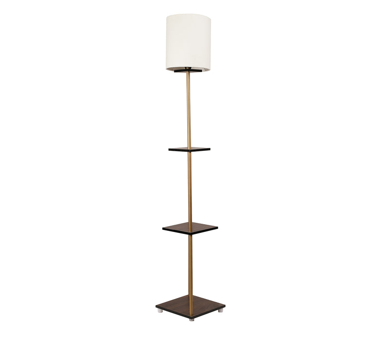 Castle 3 Tier White Color Shelf Storage Floor Lamp with Golden Metal Legs
