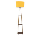 Castle 3 Tier Yellow Color Shelf Storage Floor Lamp with Golden Metal Legs
