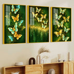 Celestial Butterflies Fluttering Acrylic Floating Wall Painting Set of 3
