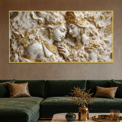 Celestial Couple in Floral Elegance 3D Canvas Wall Painting