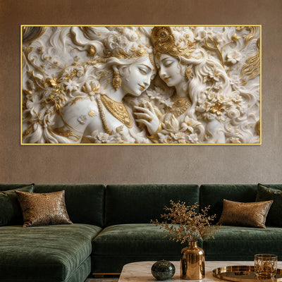 Celestial Couple in Floral Elegance 3D Canvas Wall Painting