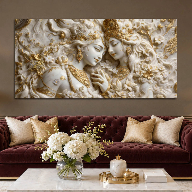 Celestial Couple in Floral Elegance 3D Canvas Wall Painting