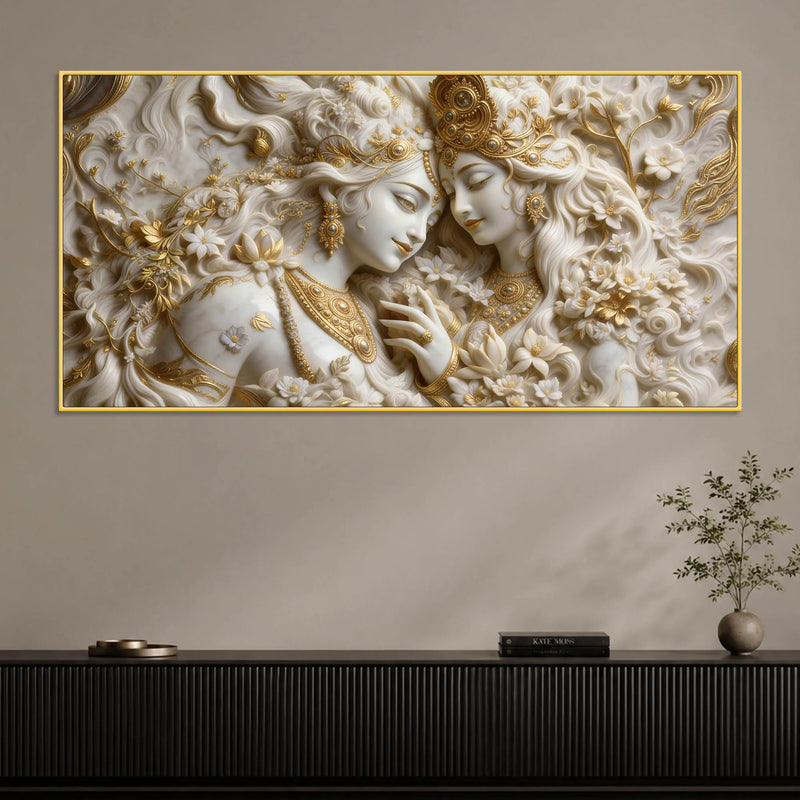 Celestial Couple in Floral Elegance 3D Canvas Wall Painting
