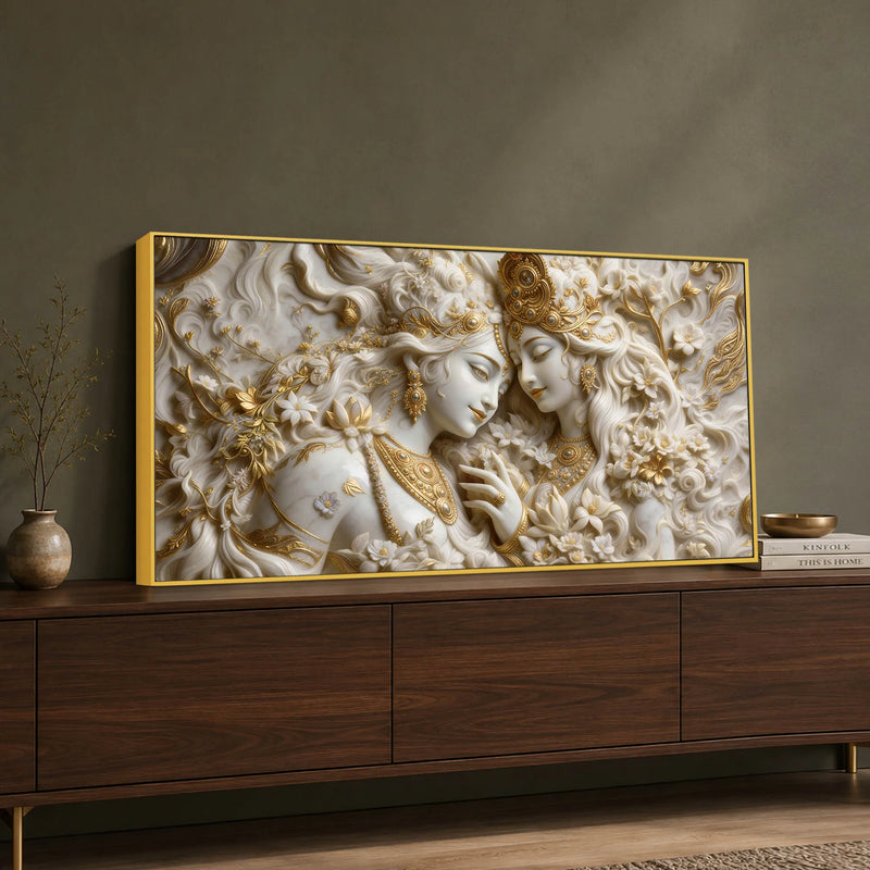 Celestial Couple in Floral Elegance 3D Canvas Wall Painting