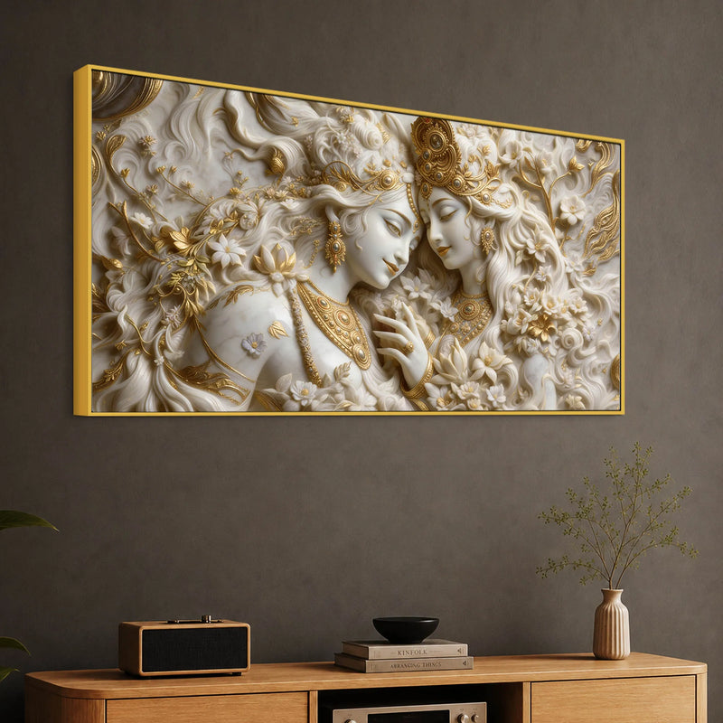 Celestial Couple in Floral Elegance 3D Canvas Wall Painting