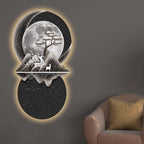 Celestial Deer Moon & Mountains Crystal Glass Backlit LED Painting