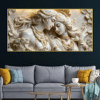 Celestial Enchanted Couple Eternal Bond Marble-Inspired 3D Canvas Wall Painting