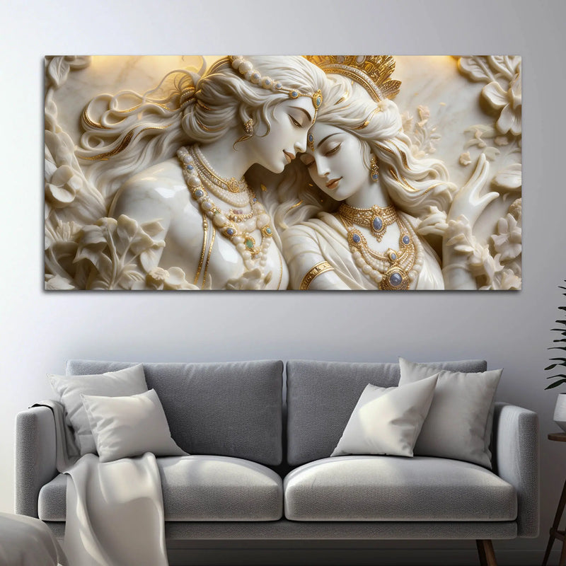 Celestial Enchanted Couple Eternal Bond Marble-Inspired 3D Canvas Wall Painting