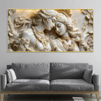 Celestial Enchanted Couple Eternal Bond Marble-Inspired 3D Canvas Wall Painting