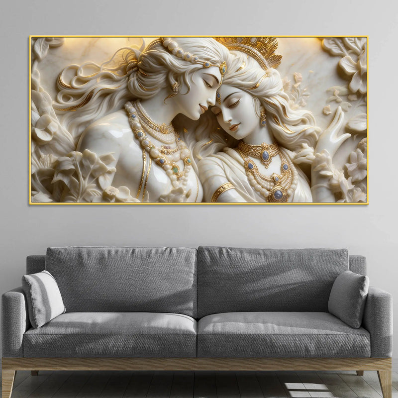 Celestial Enchanted Couple Eternal Bond Marble-Inspired 3D Canvas Wall Painting