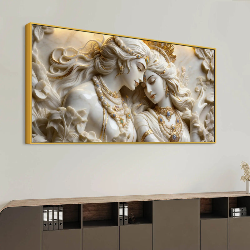 Celestial Enchanted Couple Eternal Bond Marble-Inspired 3D Canvas Wall Painting