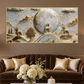 Celestial Full Moon & Golden Deer 3D Canvas Wall Painting