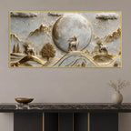 Celestial Full Moon & Golden Deer 3D Canvas Wall Painting