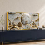 Celestial Full Moon & Golden Deer 3D Canvas Wall Painting