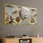 Celestial Full Moon & Golden Deer 3D Canvas Wall Painting