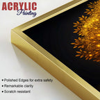 Celestial Golden Tree Acrylic Floating Wall Painting Set of 2