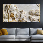 Celestial Kamadhenu Cow and Devotional Heritage 3D Canvas Wall Painting